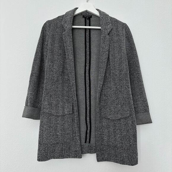 Topshop gray chevron longline open blazer US 2 - Picture 1 of 3